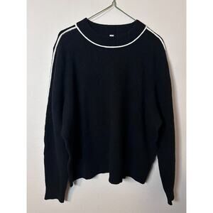 Athleta Womens Transit Crew Neck Sweater Size XL Black Wool Blend Pullover